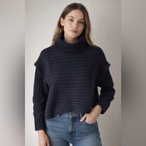 Sarah Pacini Navy Cropped Turtleneck Sweater